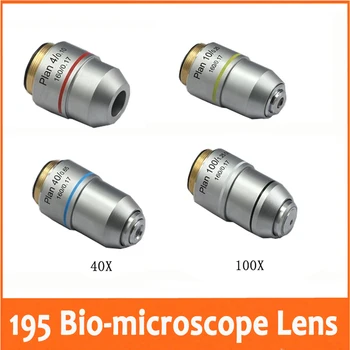 4X, 10X, 40X și 100X L=195 Plan de Lentilă Acromatică pentru Bio-Microscop Microscop Biologic cu Fir de Diametru 20.2MMx0.705