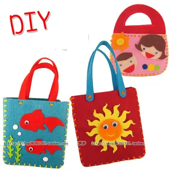 5 Buc Copii DIY non-țesute sac de Pânză jucarii/ Desene animate pentru Copii saci manual pentru grădiniță ambarcațiuni jucarii educative, transport gratuit