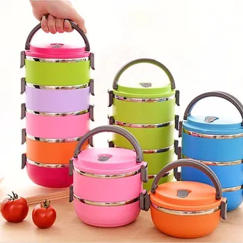 5 Culori Solide Rotunde Cutie Bento Boluri de Vânzare la Cald Izolatie Termica din Otel Inoxidabil Cutii Student Cutie de Prânz Lunchbox Alimente ontainer