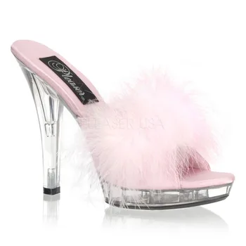 5 Inch Tocuri inalte 13CM saboții de Grăsuț pană pe Cristal Pantofi Sexy Fierbinte Platforma Pantofi pentru Femei