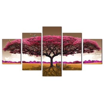 5 Panoul de copac Mare fluture Panza Pictura Ulei de Tablou imprimat Pe Canvas Decor Acasă de Arta de Perete de Imagine Pentru Camera de zi Neînrămate