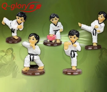 5 Păpuși Taekwondo Set Kawaii Acasă Decor Figurine Gaden Cifrele mini Accesorii de gradina Kickboxing Coreea de Rasina de Artizanat