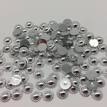 500pcs 8mm Rășină de Argint de Floarea-soarelui Flatbacks Ornamente DIY Meserii Rotund de Flori Confetti Pentru Scrapbooking Cardmaking Toppers