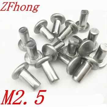 500pcs M2.5*6/8/10/12 2,5 mm din oțel Inoxidabil cu cap Plat nit solid