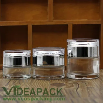 50pcs 20 g 30 g 50 g Cosmetice borcan gol de sticlă Transparentă sticlă / sticlă container creme de argint acrilice capacul de plastic