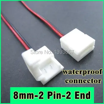 50pcs 3528 flexibil led strip waterproof conector cablu de 8mm 2 pin 2 capete Transport Gratuit