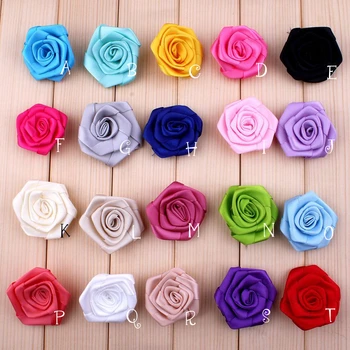 50pcs/lot 4cm 20colors Mini Panglica de Satin Rose Flori Pentru Fete Accesorii de Par Artificiale Flori Tesatura Pentru Copii Benzi