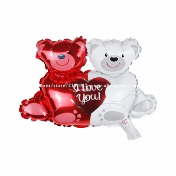 50pcs/lot Valentine aluminiu baloane doi urși care deține inima baloane cu ridicata ziua plăcintă substitut
