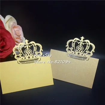 50pcs transport gratuit cu laser tăiat hollow Crown design de hârtie Numele Carduri Loc invitatie de Nunta Carduri de Masa de Petrecere Decor acasă