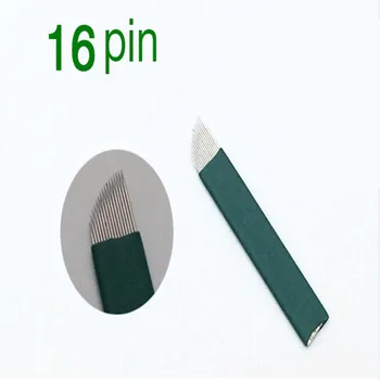 50PCS Verde Pin 16 Spranceana Machiaj Permanent Tatoo Lama Microblading Ace Pentru 3D Broderie Manuală Tatuaj Pen Mașină
