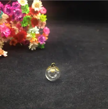 50set/lot 10mm Clar balon de sticlă cu 6mm margele capac set DIY Sticlă flacon pandantiv colier terariu farmece bijuterii finidng