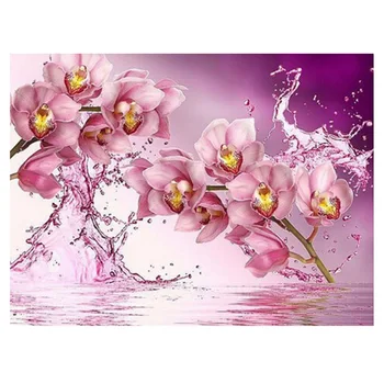 5D Diy Diamant Tablou goblen Kit roz orhidee de Diamant Broderie Plină Mozaic Rășină Flori Stras Meserii lucru Manual