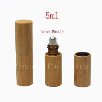 5ml X 20 bambus roll-on cu parfum flacon de sticlă de 5 ml eyecream container cu role ,loțiune cosmetice flacoane pentru parfumuri, ulei esential