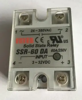 5PCS 24-380VAC a 3-32VDC 60A/250V SSR-60DA Solid state Relay Module cu Capac de Plastic
