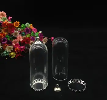 5sets/lot 50*18 tub Transparent glob de sticlă dantela bază margele capac de sticlă, bijuterii accesorii pandantiv de sticlă cloche dom capac de sticlă