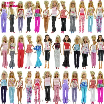5x Aleatoare Manual Doamna de Moda de zi cu Zi Purta Bluza & Pantaloni Tinuta Casual, Haine Pentru Barbie Papusa Accesorii Cadouri Jucarii pentru Copii