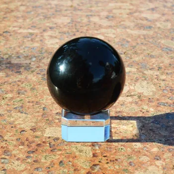 60mm Cuarț Negru Cristal Ball Magic Feng Shui Vindecare Bile Sfera de Produse de Artizanat Bază de Suport Decorativ Casa Sovenir