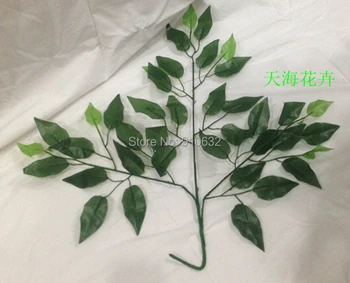 60pcs 55cm Lungime Verde Banyan Tree Frunze Frunze Ramură de Mătase Artificială Pentru Nunta Biroul de Acasă Decorare