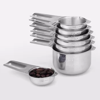 7 BUC Oțel Inoxidabil Cupe de Măsurare Pentru Copt Cafea, Ceai Bucătărie Lingura de Măsurare Cântare Scoop Set de Instrumente de Măsurare Ușor De Prindere