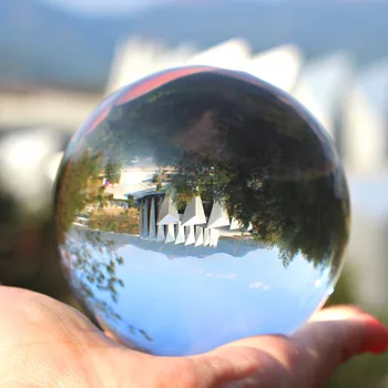 80mm 3.1 inch glob de cristal cu ridicata cu baza din lemn de sticlă de cuarț mingea sfere