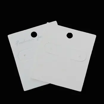 8SEASONS Hârtie Bijuterii Ureche Cârlige Cercel Card de Afișare Dreptunghi Alb Bijuterii de Moda Cuvinte de Imprimare 5.8 cm x 5.0 cm,200 Foi