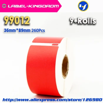 9 Role de Culoare Roșie Dymo 99012 Eticheta Generic 36mm*89mm 260Pcs Compatibil pentru Labelwriter 400 450 450Turbo Printer