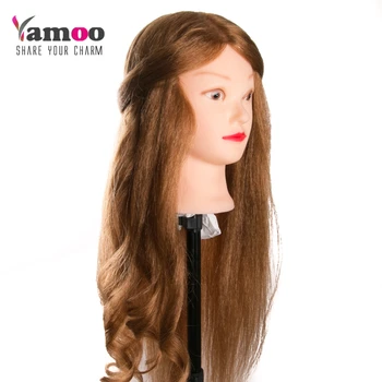 90% Animale Păr lung 65 cm Cap de Formare Pentru Salon de Coafură blondă Manechin Păpuși styling profesional capul poate fi buclat