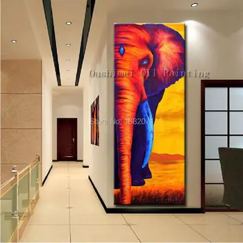 Abilitățile de Artist pictat de Mână de Înaltă Calitate Elefant African de Petrol Gâfâind Pe Canvas Abstract Elefant African Panza Pictura