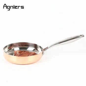 Agniers 20cm multistrat Cupru Placate tigaie și din Oțel Inoxidabil de 8 Inch Drept Chef Pan