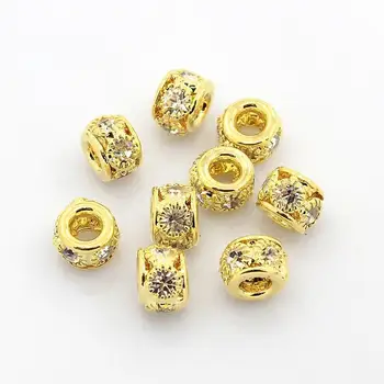 Alamă Stras Margele, Clasa A, Rondelle, Metal de Culoare Aur, Cristal, 8x6mm, Orificiu: 2.5~3.5 mm