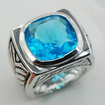 Albastru De Cristal Zircon Femei Argint 925 Inel F913 Dimensiune 6 7 8 9 10