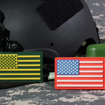 American Flag Patch Cauciuc PVC USA Flag Cârlig Și Buclă Tactice Emblema Militare Banderola Armata Insigna Roșu Culoare Verde 10buc