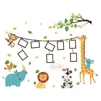 Animale de desene animate Autocolant Perete Zoo Rama Foto pentru Copii Dormitor Intrare Decorative de Perete Actele Aranjate Jucaus Autocolante de Perete