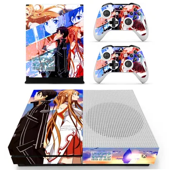 Anime-ul Sword Art Online-SAO Piele Autocolant Decal Pentru Microsoft Xbox One S Consola si 2 Controllere Pentru Xbox One Skin Sticker