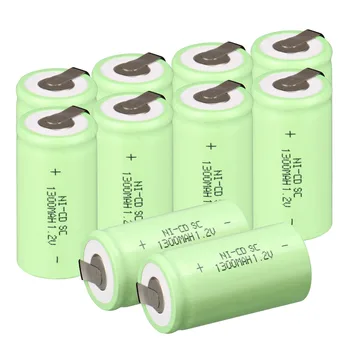 Anmas putere !10 BUC un set de Sub C SC baterie 1.2 V 1300mAh Ni-Cd NiCd Acumulator 4.25 CM*2.2 CM -Culoare Verde