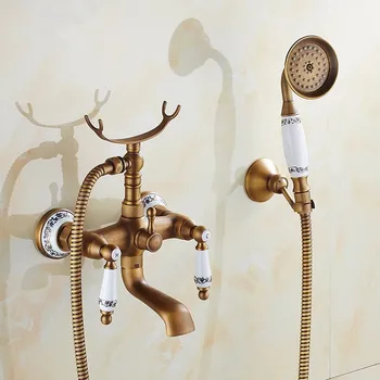 Antic robinet baie cu cabină de duș din porțelan robinet de duș baie, telefon robinet baie cu cabină de duș de mână baie duș robinet