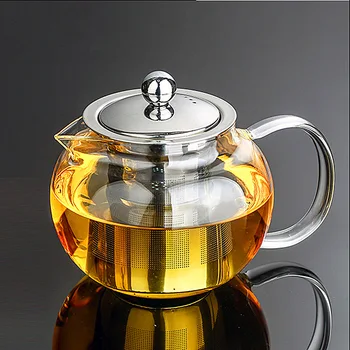 Apple a Forma Ceainic de Sticlă Arcuită Hialin Filtru din Oțel Inoxidabil Rezistent la Black & Puer Seturi de Ceai Ceainic Ceai infuzat timp 650ml-1300ml