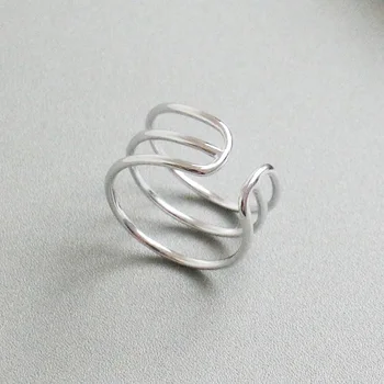 Argint 925 3-strat de inele pentru femei, minimalism inel reglabil anillos de plata 925 anel feminino bijuterii