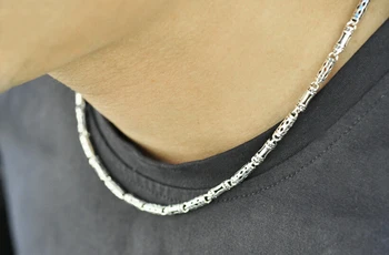 Argint 925 men lung gros cross link-ul lanț colier retro moda bijuterii de argint thai (HY)