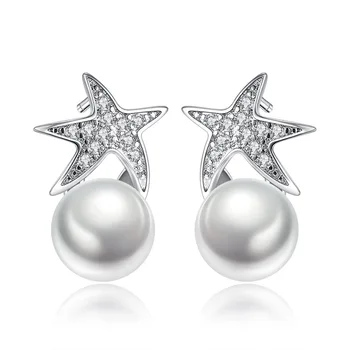 Argint 925 moda staryu imitație pearl doamnelor'stud cercei bijuterii femei sex feminin cadou picătură de transport maritim ieftin