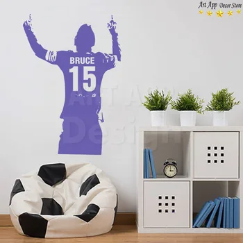 Art design jucător de fotbal ieftine decorațiuni interioare din PVC autocolant perete amovibil vinil casa decor de fotbal sala de sport decalcomanii