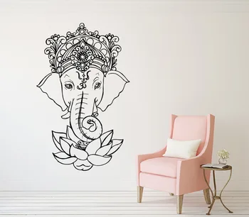 Arta De Perete Decal Elefant Autocolante De Vinil Yoga Ganesh Tribal Buddha Om Lotus Decor Acasă Indie Elefant Arta De Perete Decal M-182