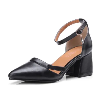 ASUMER negru bej subliniat toe catarama toc pătrat de primăvară pantofi de toamnă femeie pompe elegant doamnelor pantofi cu tocuri de dimensiunea 33-46