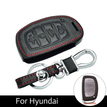 ATOBABI 4 Butoane Piele naturala Auto Cazuri-Cheie Pentru Hyundai Elantra Sonata Tucson Inteligent Cheie Breloc cu Inel de chei Auto Styling
