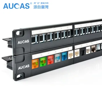 AUCAS 48 Porturi Gol Patch Panel Descarce Patch Panel Modular Cadru Gol cu cablu manager de bar