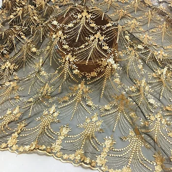 Aur blak plasă de flori dantelă broderie tesatura dantelă Rochie de Mireasa Tul Fusta stofa Material pentru mozaic