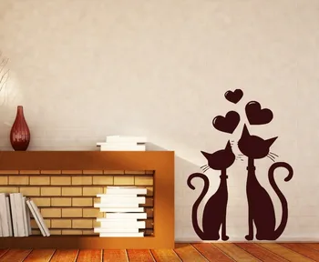 Autocolant Perete amovibil Cat Cuplu în Dragoste Inima în Martie Primăvară Vinil perete Decal 3d Poster Mural Tapet Vinilos Paredes D933