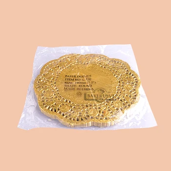 BAKEST 200pcs per lot 7.5 inch Aur Rotund Dantelă Hârtie Șervețel de dantelă Placemat Pentru Tort Plăcintă cu Decor Mat