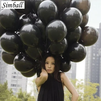 Balon negru 100buc/lot 1, 5 g, 10 Inch Decoratiuni de Nunta Perla Latex, Baloane Gonflabile, Bile de Aer Petrecere de Aniversare pentru Copii Provizii
