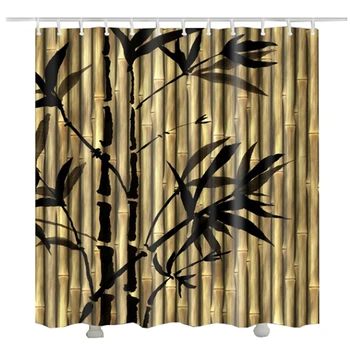 Bambus Perdea de Duș Imprimate 3d duș gordijnen frunze de Bambus imprimate baie perdeaua de la duș